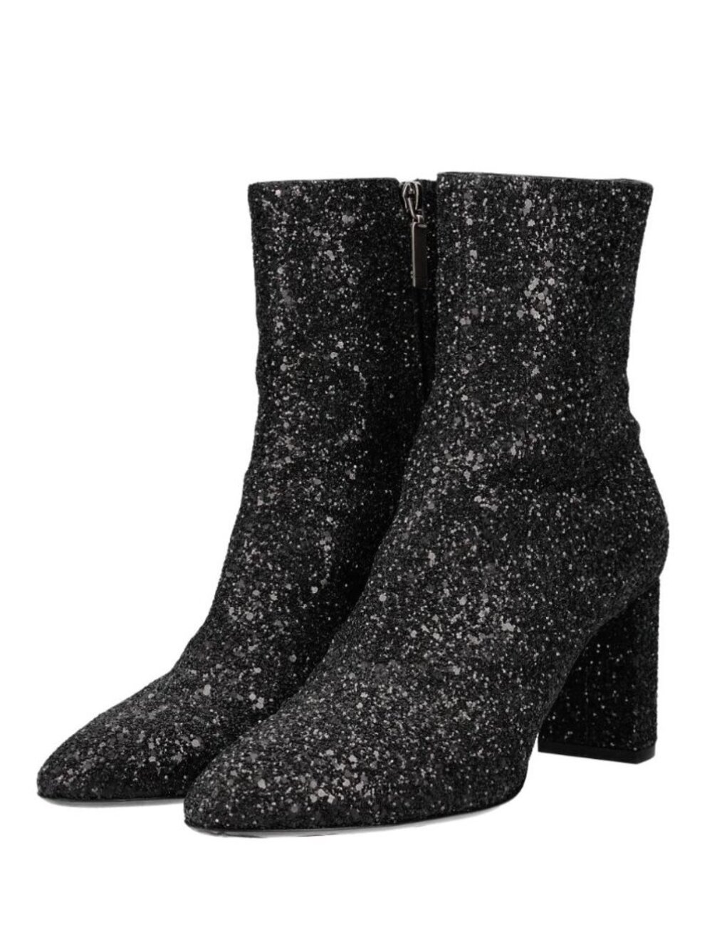 NEW IN BOX Saint Laurent Lou 95 Zip Glitter Ankle Booties Booties Black 38.5